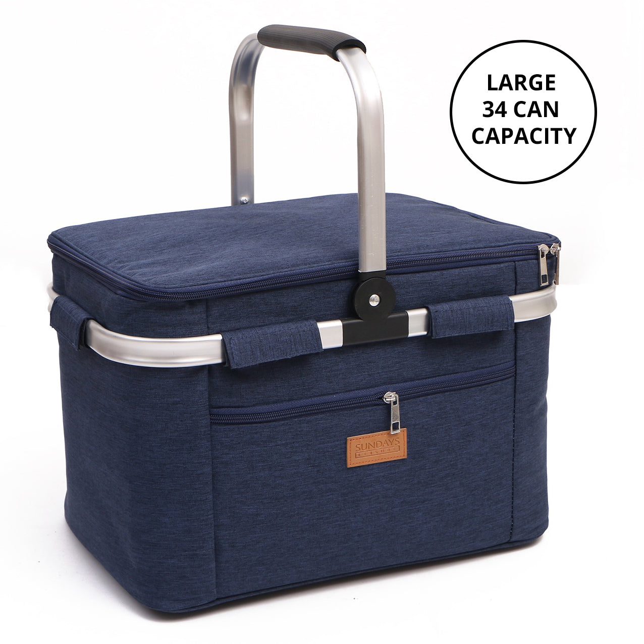 Collapsible Insulated Picnic Basket with Thermal Lining – Perfect for BBQs & Picnics (Blue) image 1