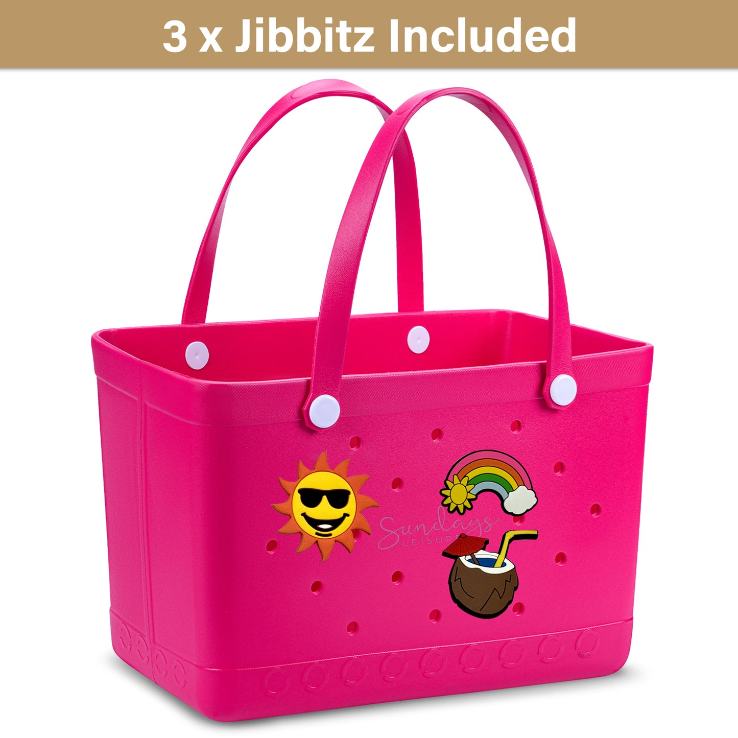 Sunday Crew Bag – XL EVA Rubber Beach Tote – Waterproof, Sand-Free & Family-Ready (Neon Raspberry) image 2