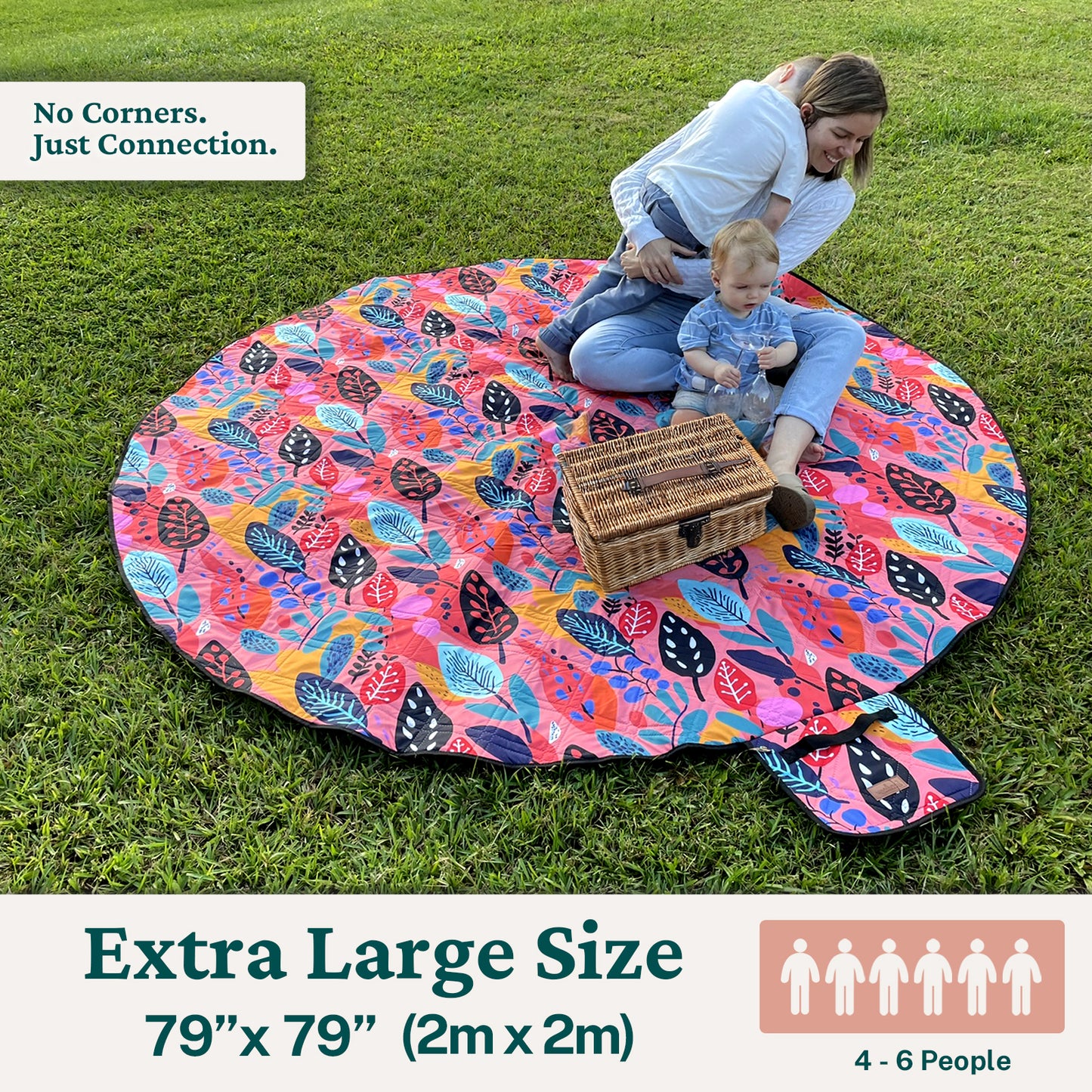 2m Round Picnic Blanket – Waterproof, Sand-Free, Outdoor Family Rug (Native Fusion) image 2