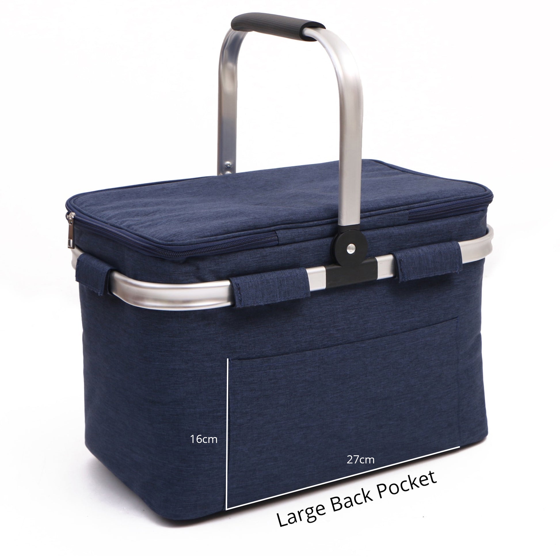 Collapsible Insulated Picnic Basket with Thermal Lining – Perfect for BBQs & Picnics (Blue) image 2
