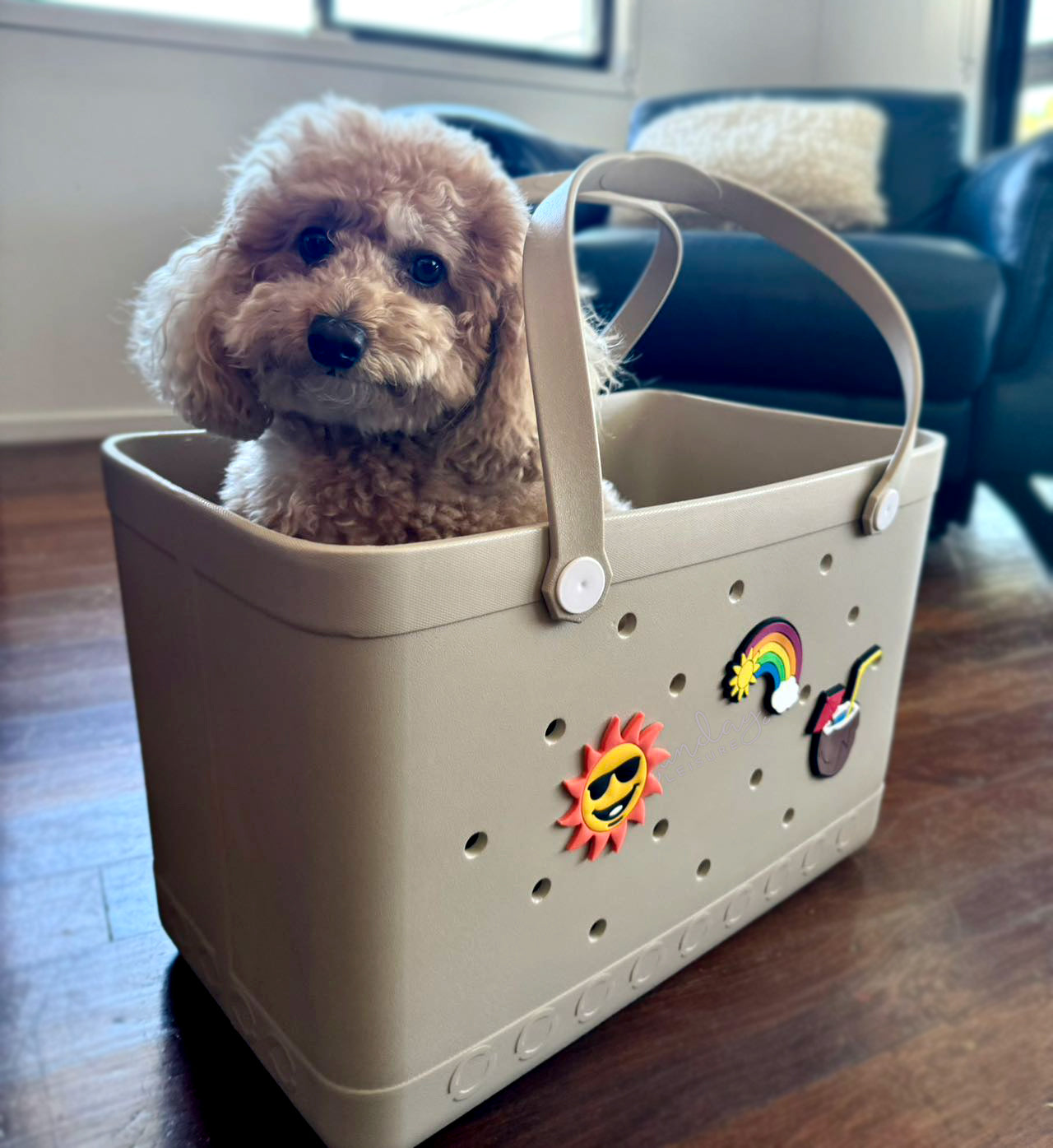 XL Waterproof Beach Tote Bag - Sand-Free Rubber Design with Inside Zipper Pocket - Sand Storm - Sunday Crew