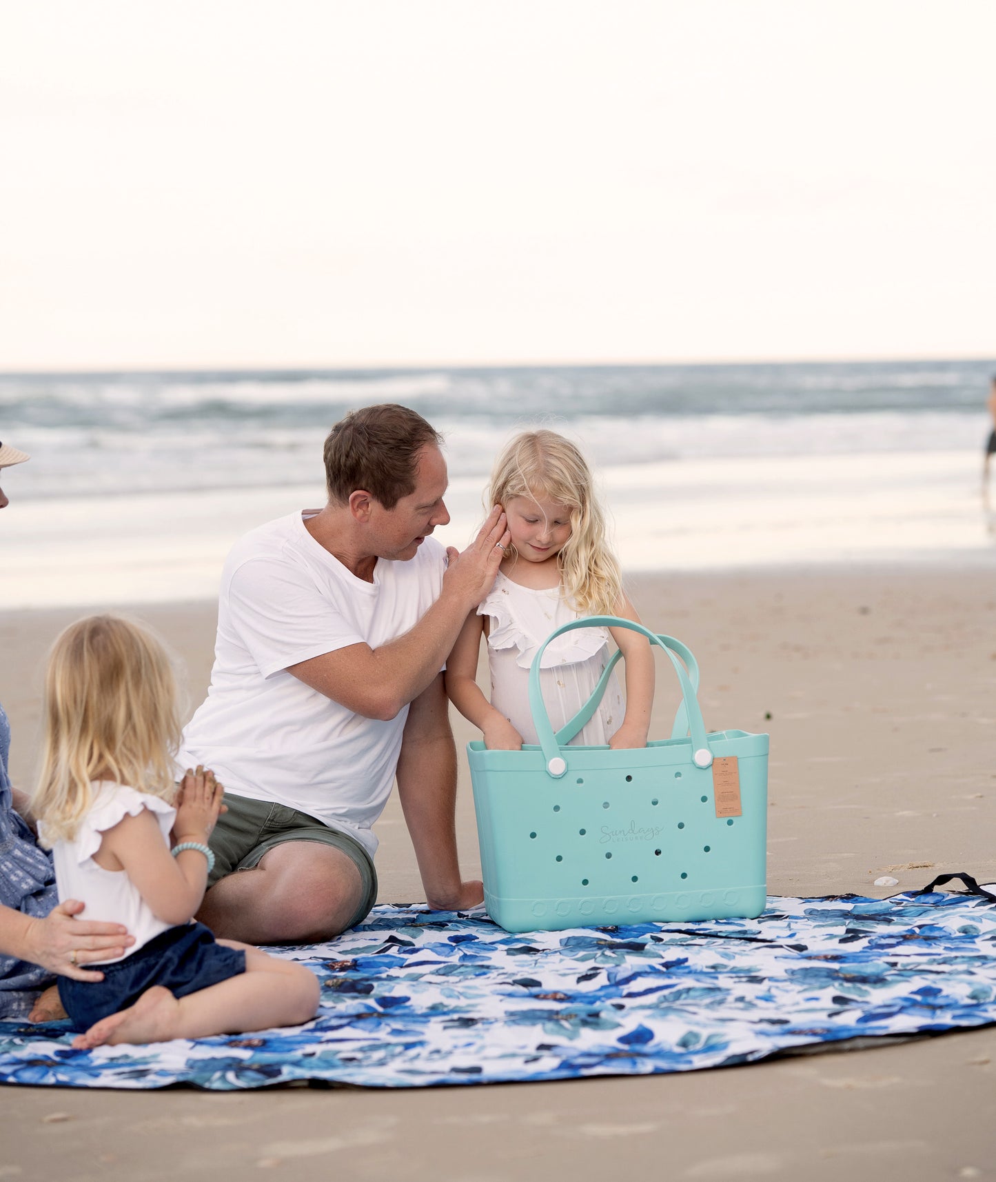 XL Waterproof Beach Tote Bag - Sand-Free Rubber Design with Inside Zipper Pocket - Spring Mint - Sunday Crew