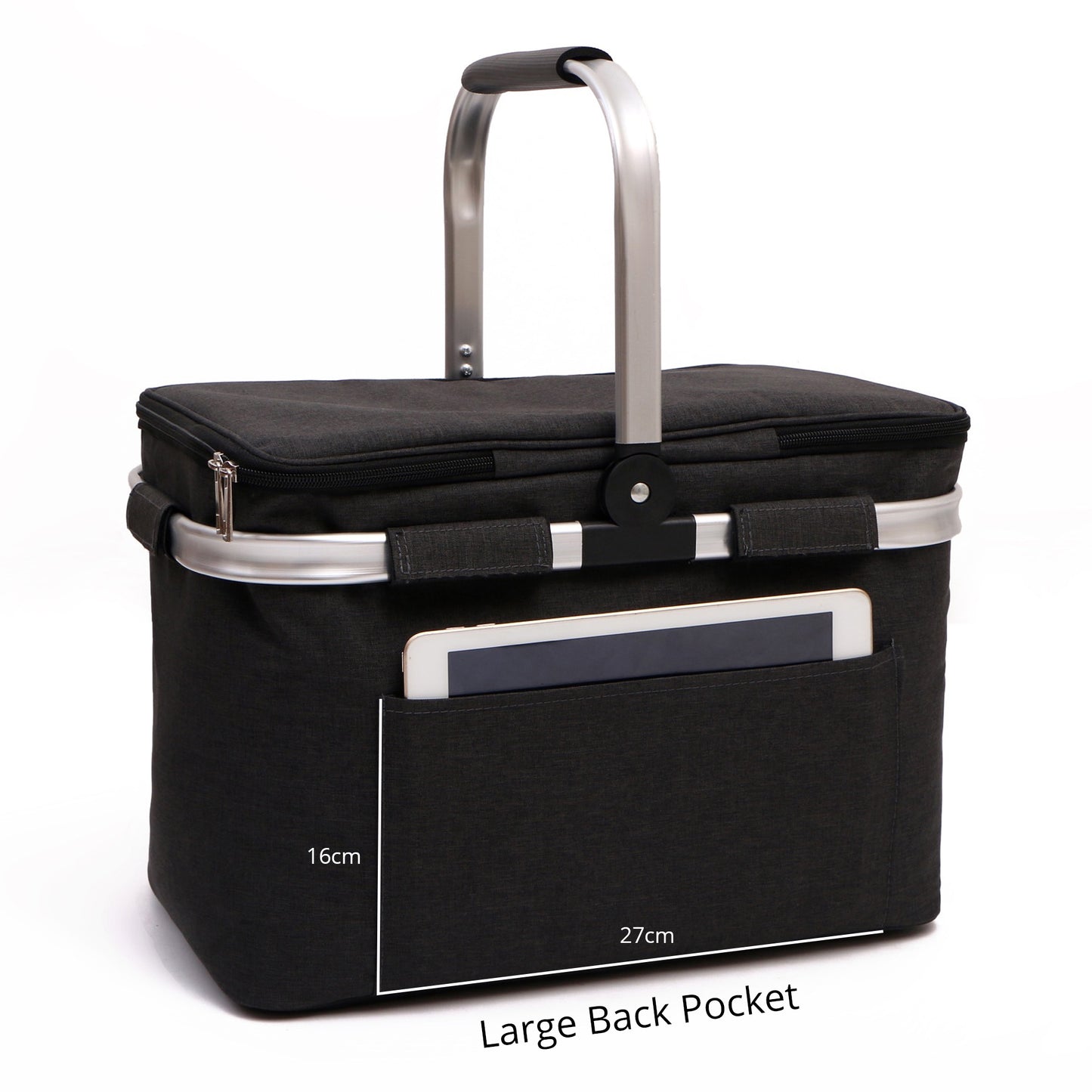 Collapsible Insulated Picnic Basket with Thermal Lining – Perfect for BBQs & Picnics (Grey) image 2