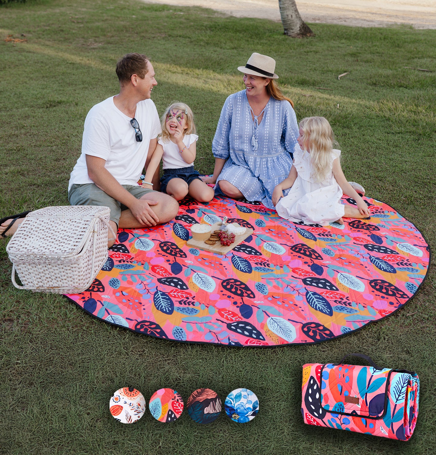 2m Round Picnic Blanket – Waterproof, Sand-Free, Outdoor Family Rug (Native Fusion) image 1