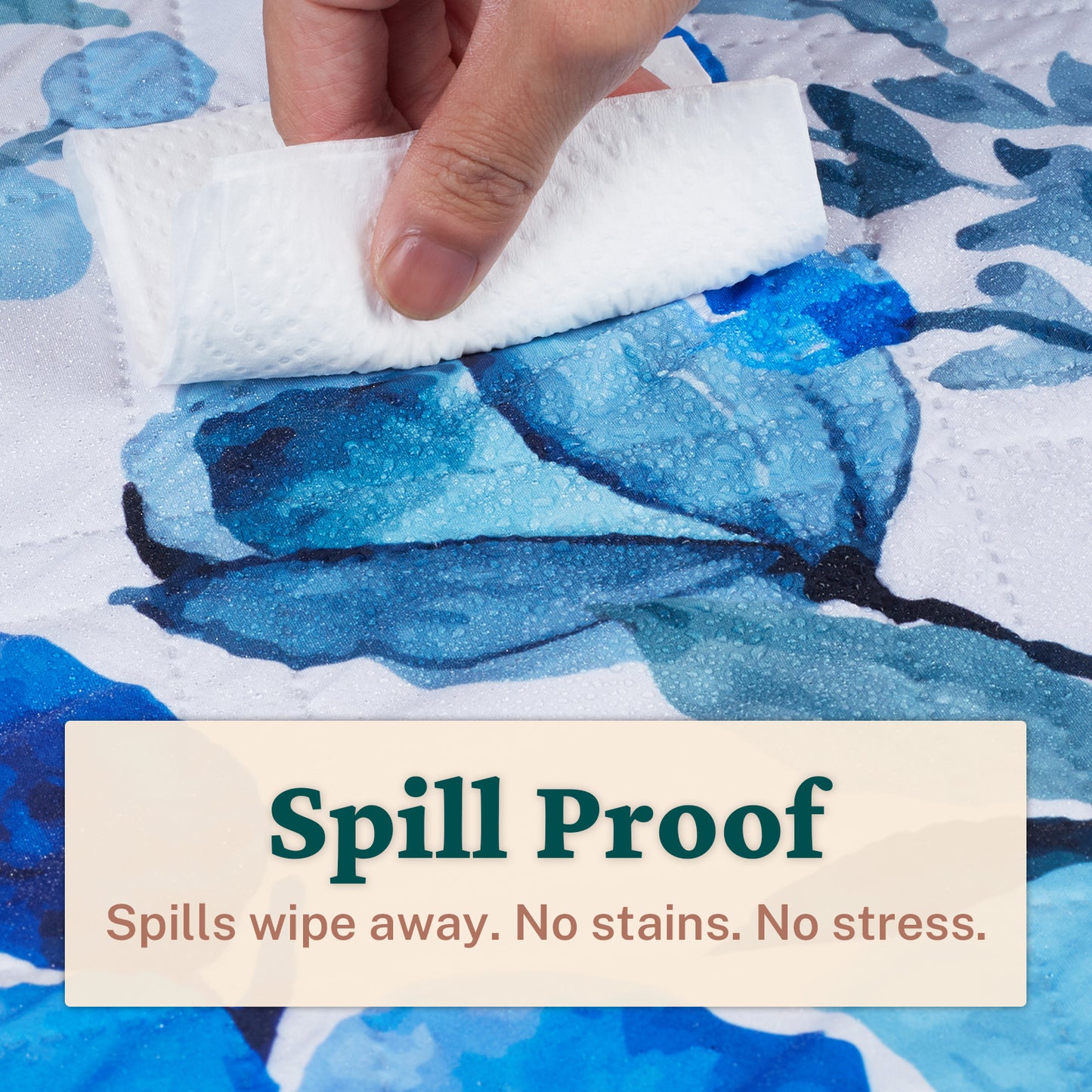 2m Round Picnic Blanket – Waterproof, Sand-Free, Outdoor Family Rug (Blue Petal Dreams) image 4