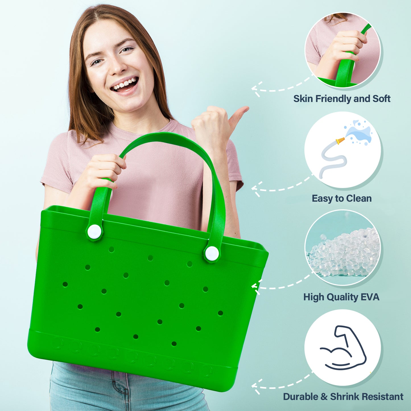 Sunday Crew Bag – XL EVA Rubber Beach Tote – Waterproof, Sand-Free & Family-Ready (Wild Lime) image 3