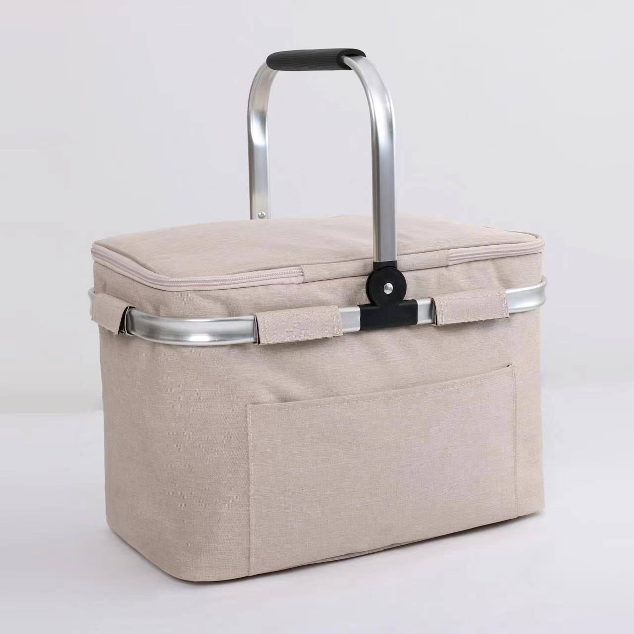 Collapsible Insulated Picnic Basket with Thermal Lining – Perfect for BBQs & Picnics (Sand) image 2