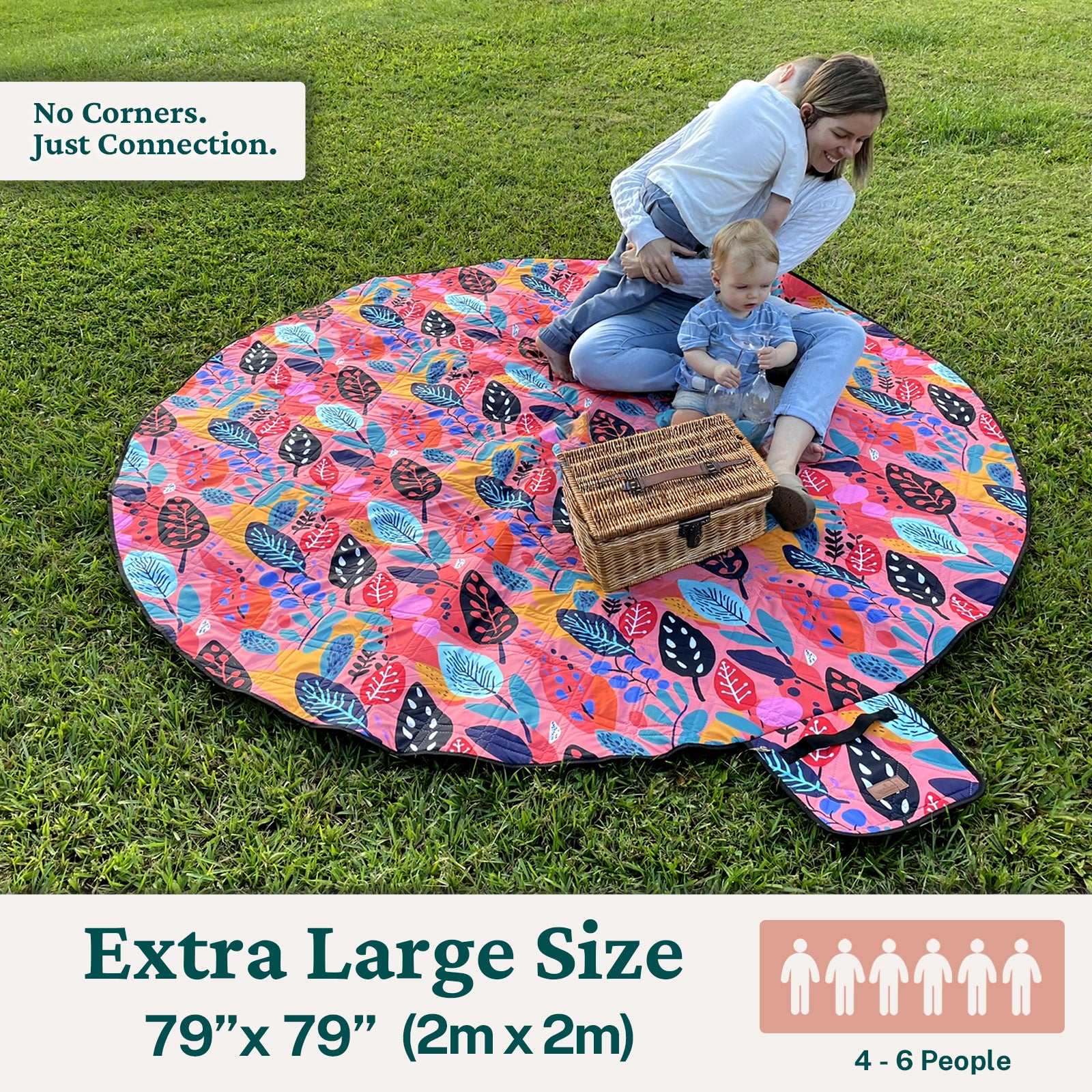 2m Round Picnic Blanket – Waterproof, Sand-Free, Outdoor Family Rug (Native Fusion) image 2