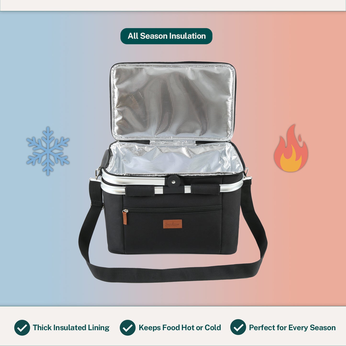 Collapsible Insulated Picnic Basket with Thermal Lining – Perfect for BBQs & Picnics