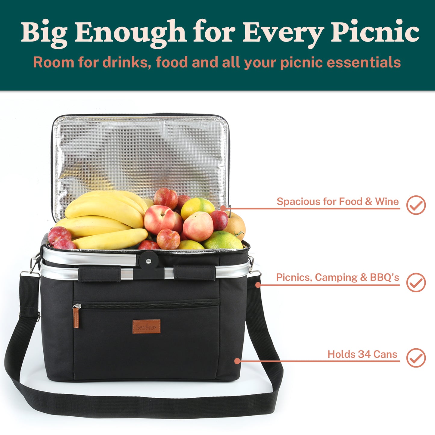 Collapsible Insulated Picnic Basket with Thermal Lining – Perfect for BBQs & Picnics