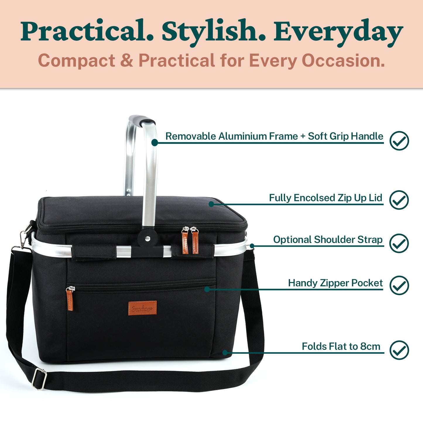 Collapsible Insulated Picnic Basket with Thermal Lining – Perfect for BBQs & Picnics