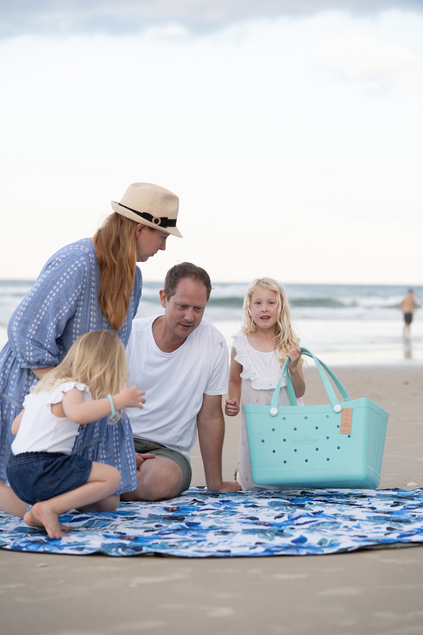 XL Waterproof Beach Tote Bag - Sand-Free Rubber Design with Inside Zipper Pocket  Sunday Crew