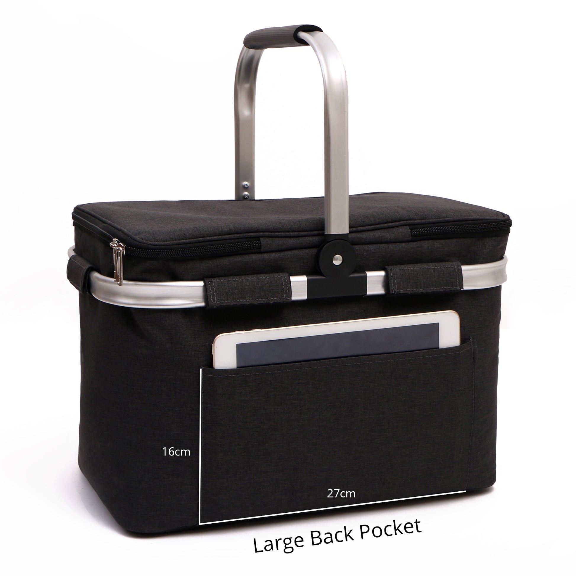 Collapsible Insulated Picnic Basket with Thermal Lining – Perfect for BBQs & Picnics (Grey) image 2
