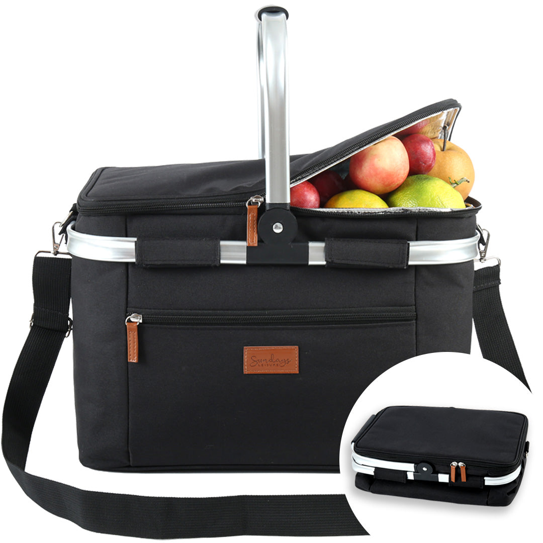Collapsible Insulated Picnic Basket with Thermal Lining – Perfect for BBQs & Picnics